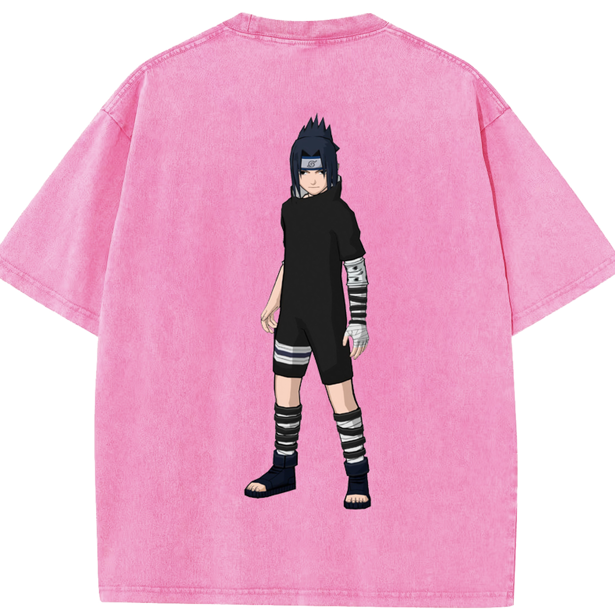 （画像用） NARUTO -ナルト- うちは サスケ Uchiha Sasuke 綿100% ヴィンテージ風 半袖Tシャツ（背面プリント）